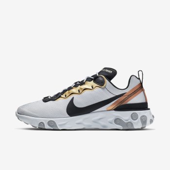 Nike React Element 55 - Férfi Utcai Cipő - Platina/Fekete